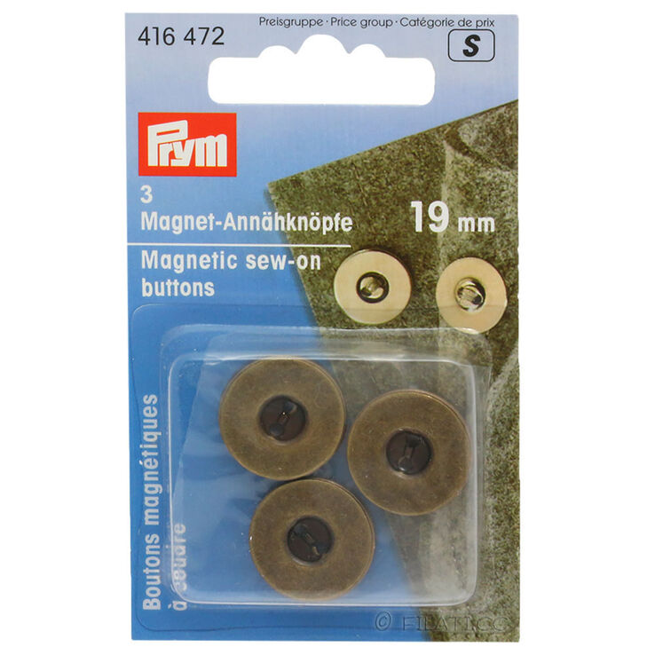 Prym Magnet-knappar (för att sys på) 19mm | 472-gammalmässing
