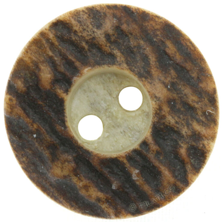 Union Knopf Knapp med 2 hål, hjorthorn, 20mm | 22-mörk brun
