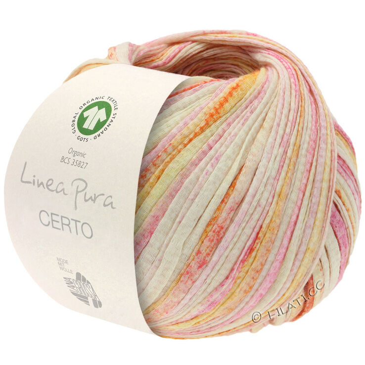 Lana Grossa CERTO Print (Linea Pura) | 101-pink/gulorange/röd/natur