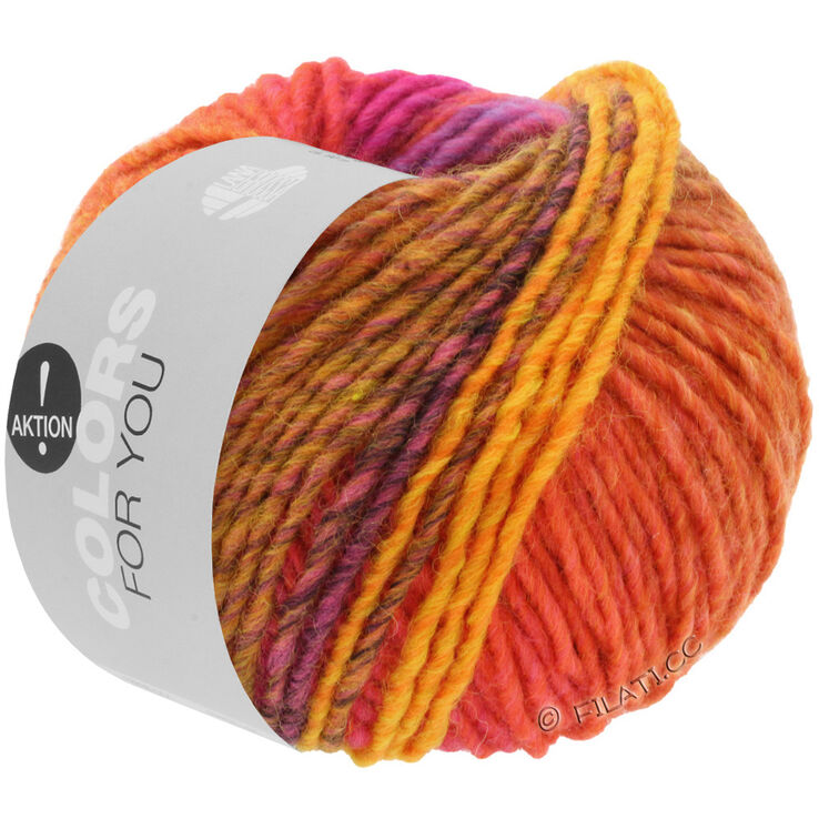 Lana Grossa COLORS FOR YOU | 139-fuchsia/rost/orangegul/mörk brun/lila/röd/korall/orange