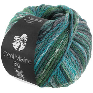 Lana Grossa COOL MERINO Big Color | 409-mörk grön/petrol/sjögrön/grågrön/grå/vit