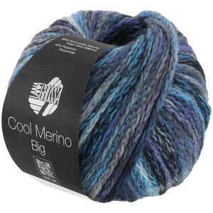 Lana Grossa COOL MERINO Big Color | 410-grå/mintturkos/mörk blå/royal/blåviolett