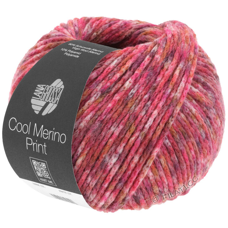 Lana Grossa COOL MERINO Print | 101-mörk röd/grå/rosa/röd