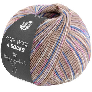 Lana Grossa COOL WOOL 4 SOCKS PRINT III | 7203-beige/blåklint/vit/pink/lila