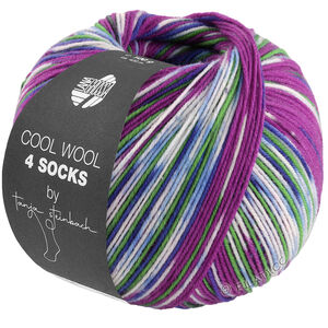 Lana Grossa COOL WOOL 4 SOCKS PRINT III | 7207-viol/grön/mörk blå/vit/ljus blå
