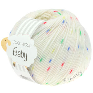Lana Grossa COOL WOOL Baby Uni/Print 50g | 351-vit/röd/blå/grön/gul