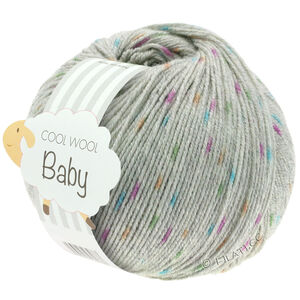 Lana Grossa COOL WOOL Baby Uni/Print 50g | 358-ljus grå/orange/grön/cyklamen