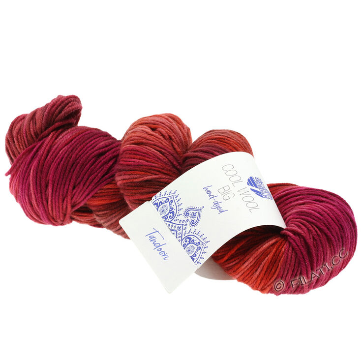 Lana Grossa COOL WOOL Big Hand-dyed | 201-röd/terrakotta/pink/cyklamen/chokladbrun/gammalrosa
