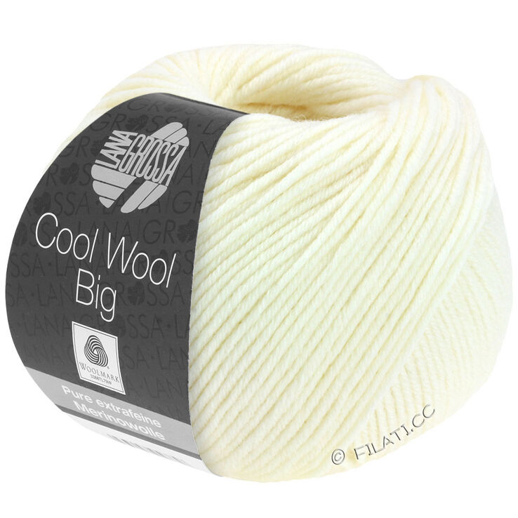 Lana Grossa COOL WOOL Big  Uni/Melange | 0601-råvit