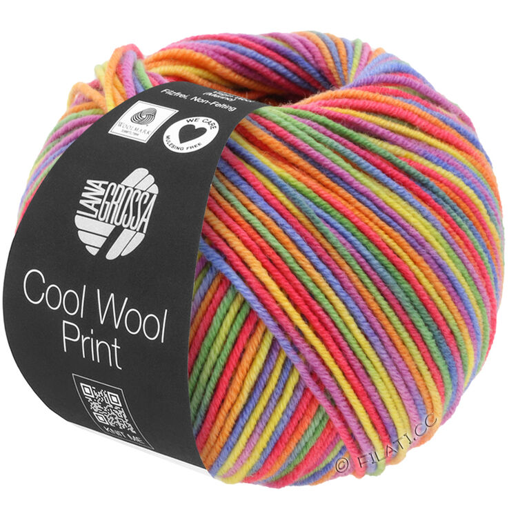 Lana Grossa COOL WOOL Print | 703-lila/grön/hallon/orange/gul/blå