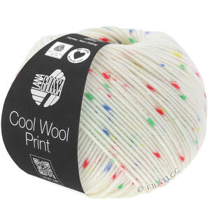 Lana Grossa COOL WOOL  Print | 801-råvit/röd/grön/blå/gul