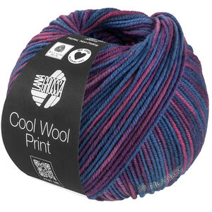 Lana Grossa COOL WOOL  Print | 837-duvblå/plommon/rödviolett