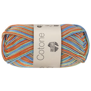 Lana Grossa COTONE  Print/Spray/Mouliné | 370-mandarin/gråbeige/mintgrön/turkos