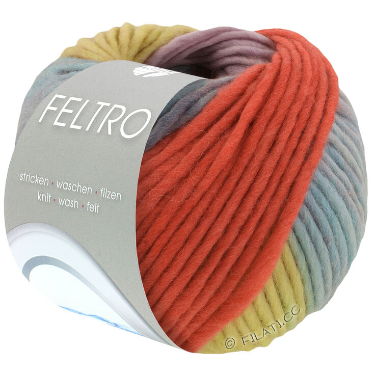 Lana Grossa FELTRO Arco | 441-röd/gråblå/limett/mauve/mörk brun