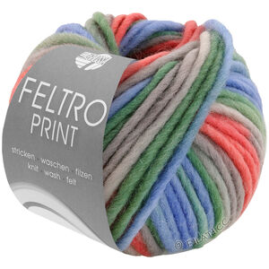 Lana Grossa FELTRO Print | 1309-pastellgrön/ljus grå/himmelblå/röd