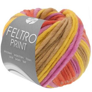 Lana Grossa FELTRO Print | 1318-senap/ljus oliv/mörk oliv/korall/fuchsia