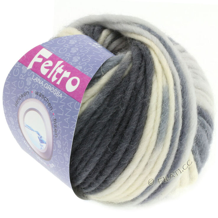 Lana Grossa FELTRO Print | 0331-natur/ljus grå/mellangrå/mörk grå