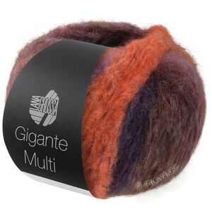 Lana Grossa GIGANTE MULTI | 102-gråbrun/petrolblå/mandarin/gråröd/mörk violett/lila