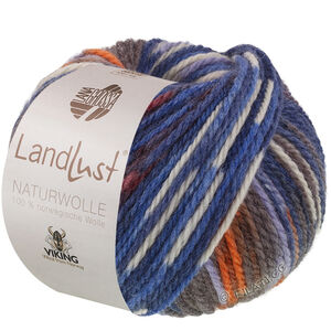 Lana Grossa LANDLUST Naturwolle Print | 102-blå/orange mönstrat
