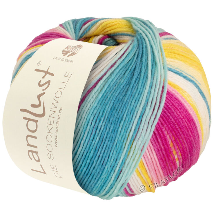 Lana Grossa LANDLUST DIE SOCKENWOLLE 150g 6-Ply | 911-fuchsia/hallon/gul/ecru/jade
