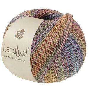 Lana Grossa LANDLUST DIE SOCKENWOLLE PRINT | 220-grön/mörk röd/blå/gul/ljus blå/plommon/orange melerad