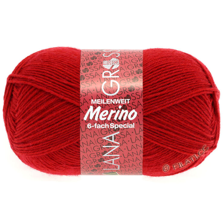 Lana Grossa MEILENWEIT 6-FACH 150g Merino | 01-röd