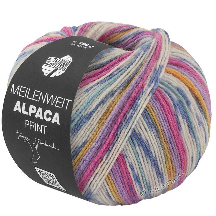 Lana Grossa MEILENWEIT 6-FACH 150g Alpaca Print | 1109-fuchsia/lila/violett/saffransgul/vit/gråblå/jeans