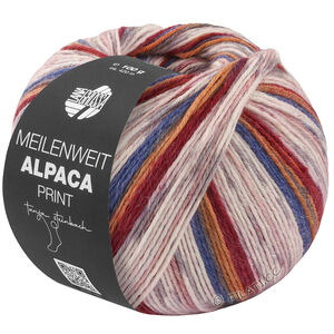 Lana Grossa MEILENWEIT 6-FACH 150g Alpaca Print | 1112-mörk blå/ockerbrun/mörk röd/vit/gammalrosa/ljus grå