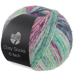 Lana Grossa MEILENWEIT 6-FACH 150g Cosy Socks Dream | 2154-grå/ljus blå/blågrå/jade/gråviolett/blåviolett/fuchsia/mörk grön/ljus grön/turkos