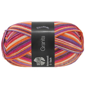 Lana Grossa MEILENWEIT 6-FACH 150g Granita | 9734-mörk brun/lila/orange/pärlbeige/röd/fuchsia