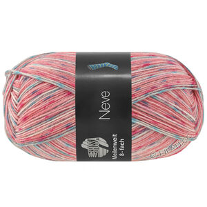 Lana Grossa MEILENWEIT 8-FACH 150g Neve | 9993-rosa/pink/blå/vit/mint