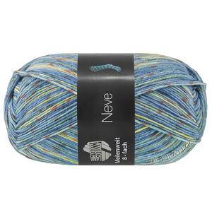 Lana Grossa MEILENWEIT 8-FACH 150g Neve | 9994-blå/ljus blå/gul/brun/mint