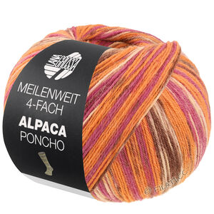 Lana Grossa MEILENWEIT 100g Alpaca Poncho | 2723-orange/fuchsia/kräm/ljung/brun