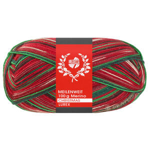 Lana Grossa MEILENWEIT 100g Merino Christmas Lurex | 6809-ljus grön/mörk brun/orange/vit/mörk röd/mörk grön