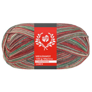Lana Grossa MEILENWEIT 100g Merino Christmas Lurex | 6810-vit/mörk grön/mörk brun/orange/ljus grön
