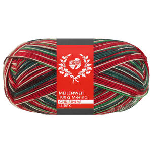 Lana Grossa MEILENWEIT 100g Merino Christmas Lurex | 6811-vit/mörk grön/mörk brun/orange/mörk röd/ljus grön