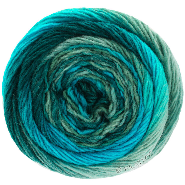 Lana Grossa MEILENWEIT 100g Color Mix Soft | 8052-mörk petrol/petrolblå/petrolgrön/ljus petrol/mint