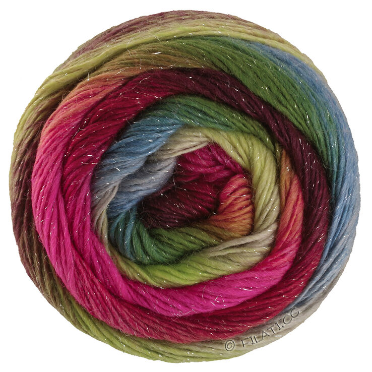 Lana Grossa MEILENWEIT 100g Merino Color Mix Sparks | 7611-björnbär/röd/ljus röd/pistasch/petrol/grön/limett/pastellgrön/beige