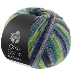 Lana Grossa MEILENWEIT 100g Cosy Socks Multi Stripes | 157-lavendel/petrol/majgrön/turkos/nattblå