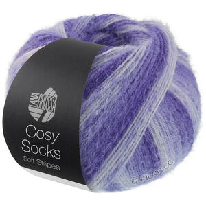Lana Grossa MEILENWEIT 100g Cosy Socks Soft Stripes | 101-blåviolett/violblå/mjukviolett/vit