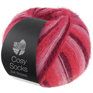 Lana Grossa MEILENWEIT 100g Cosy Socks Soft Stripes | 105-bordeaux/rosa/hallon/pink
