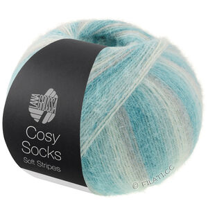 Lana Grossa MEILENWEIT 100g Cosy Socks Soft Stripes | 110-ljus grå/mint/mintturkos/turkos/ljus petrol