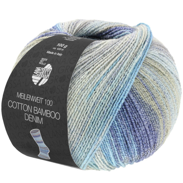 Lana Grossa MEILENWEIT 100g Cotton Bamboo Denim | 3311-silvergrå/ljus grå/grå/ljus beige/ljus blå/mörk blå