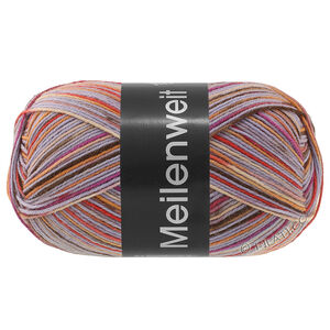 Lana Grossa MEILENWEIT 100g Foresta | 5321-grålila/fuchsia/beige/mörk brun/laxorange/röd