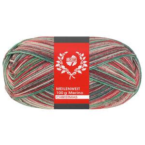 Lana Grossa MEILENWEIT 100g Merino Christmas | 6807-vit/mörk grön/mörk brun/orange/ljus grön