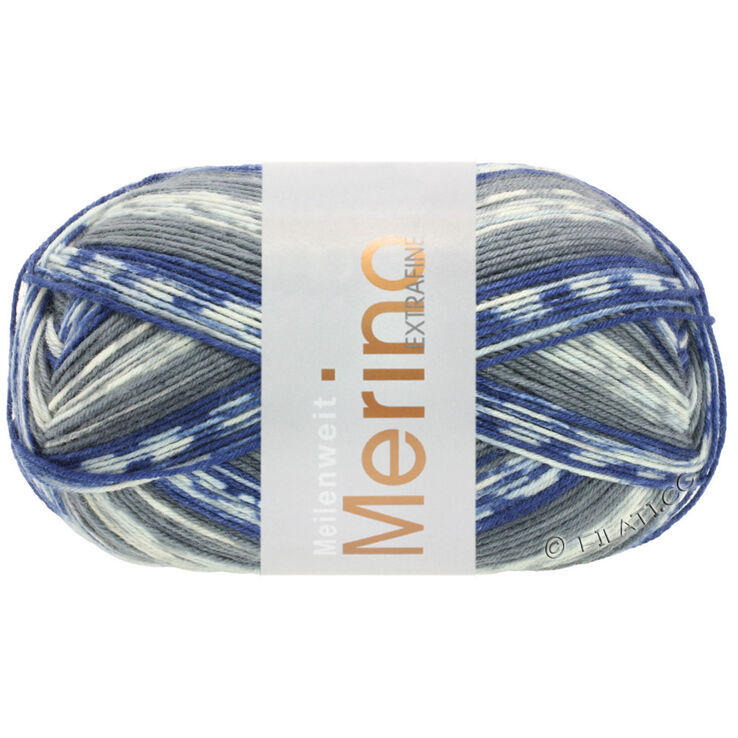 Lana Grossa MEILENWEIT 100g Merino Extrafine Denim Mix | 2601-ljus grå/mörk grå/mörk blå