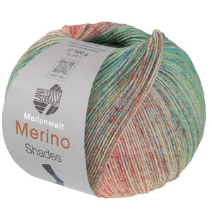 Lana Grossa MEILENWEIT 100g Merino Extrafine Shades | 7229-laxröd/kräm/turkosgrön/gulgrön