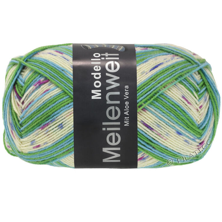 Lana Grossa MEILENWEIT 100g Modello | 4371-kräm/violett/fuchsia/himmelblå/jade