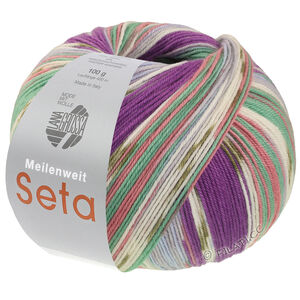 Lana Grossa MEILENWEIT 100g Seta Giappone | 3389-blåviolett/vit/oliv/ljus blå/jade/gammalrosa/ljus grå