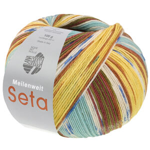 Lana Grossa MEILENWEIT 100g Seta Giappone | 3392-brun/vit/blå/nougat/mossgrön/senap/turkos/ljus gul
